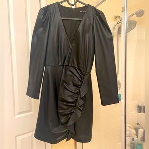 Faux leather mini dress